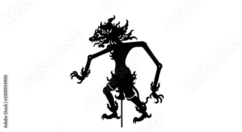 Silhouette of a Mythical Tree Creature with Twisted Branches.