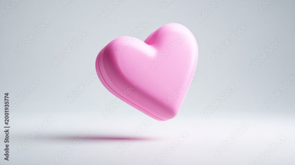 Fototapeta premium Soft pink heart floats gently against a clean background