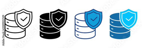 Data Security Icon Set Multiple Style Vector Illustration