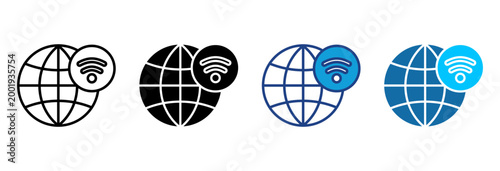 Network Icon Set Multiple Style Vector Illustration