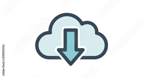 cloud download icon with blue arrow on white background