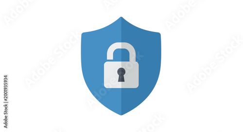 shield icon with lock symbol blue and white