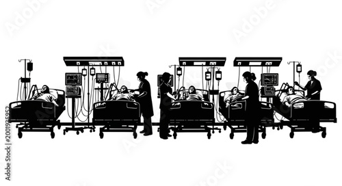 Hospital Operating Room Medical Staff and Equipment.