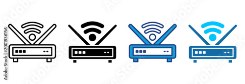 Router Icon Set Multiple Style Vector Illustration
