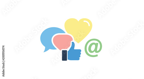 social media icons set on white background