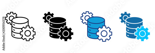Data Processing Icon Set Multiple Style Vector Illustration
