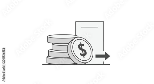 stacked coins with dollar sign and arrow icon