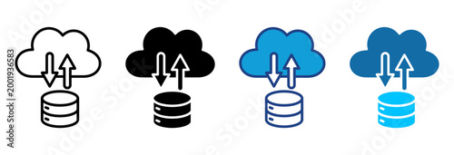 Cloud Storage Icon Set Multiple Style Vector Illustration