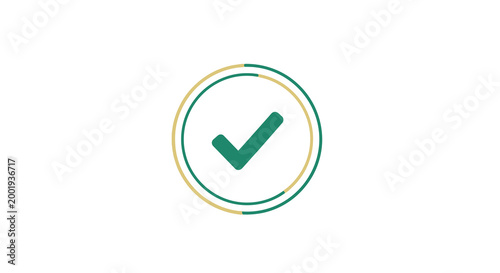 checkmark icon with green tick and dual colored circle
