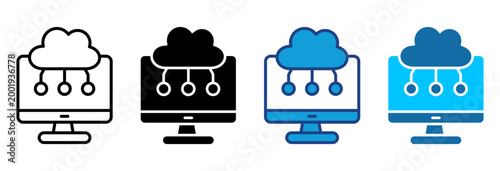 Cloud Computing Icon Set Multiple Style Vector Illustration