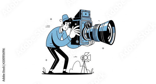 Photographer Holding Camera with Focus and Precision.