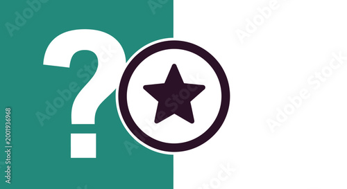 question mark and star icon on green and white background