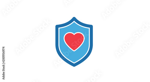 shield icon with heart symbol on white background