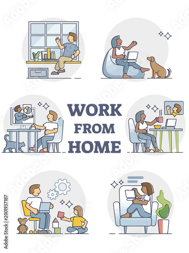 Remote Work and Freelance Lifestyle Illustration with Laptop and Home Office Scene