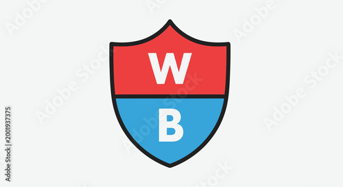 shield logo with red and blue sections