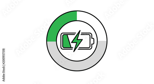battery charging icon with green lightning bolt