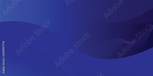 Abstract dark blue background with elegant dynamic waves and flowing line patterns. Modern luxury minimalist layered design with deep navy gradients