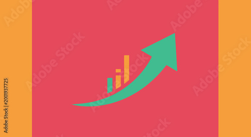 growth chart with upward arrow on colorful background
