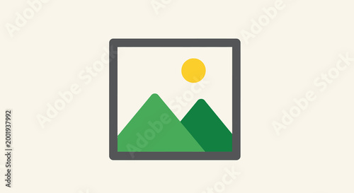 mountain landscape icon with sun and frame