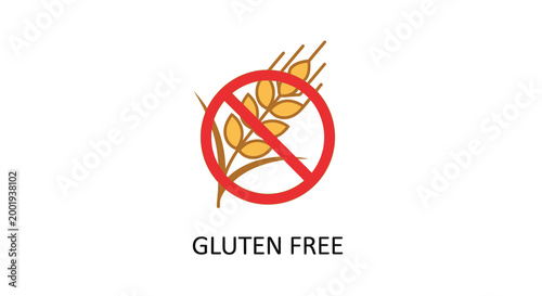 gluten free wheat icon with prohibition sign