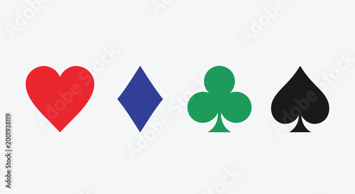playing card symbols in colorful flat design