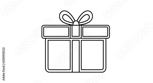 gift box with bow outline on white background