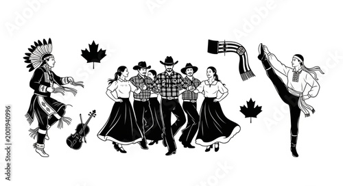 Traditional Cultural Dance Performance with Group of Dancers.