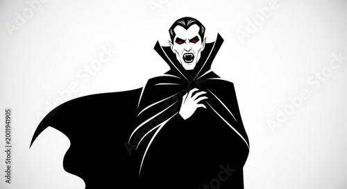 Vampire Character with Cloak and Fangs Illustration.