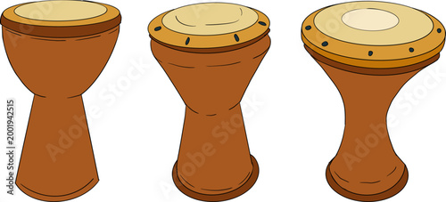 Hand drawn colored illustration featuring a collection of detailed musical objects. Isolated elements with high texture and stippling, suitable for design, prints, branding.