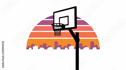 Retro Style Basketball Hoop Illustration