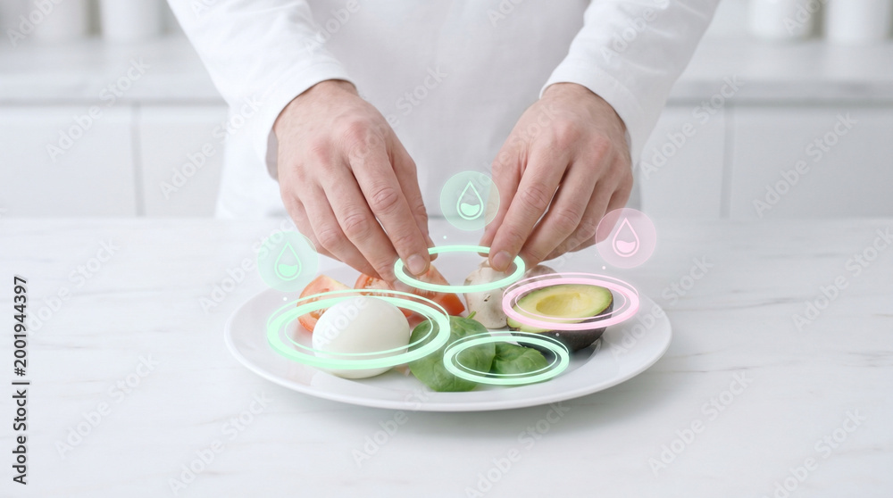© Neuroillustrator3033 - Chef arranging food presentation with colorful sauces on plate © Neuroillustrator3033 - Chef arranging food presentation with colorful sauces on plate