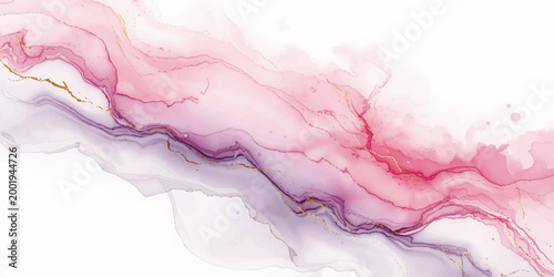 Abstract splash of fresh pink smoke on a white background evokes a sweet dessert cream or the marbled texture of a red agate stone slice
