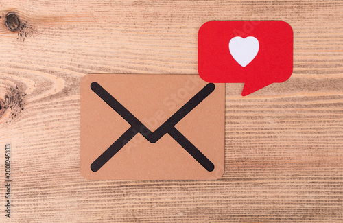 Love letter with heart symb...