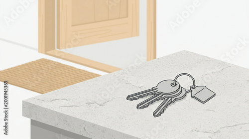 Illustration of house keys on a stone surface