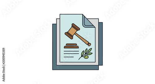 judge s gavel on legal document with olive branch