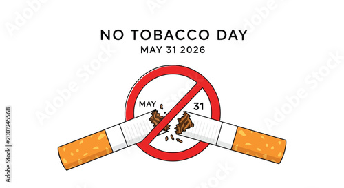 Tobacco Free World No Tobacco Day May 31 2026 Awareness Illustration