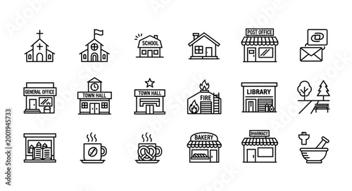 Collection of Simple Building Icons and Symbols.