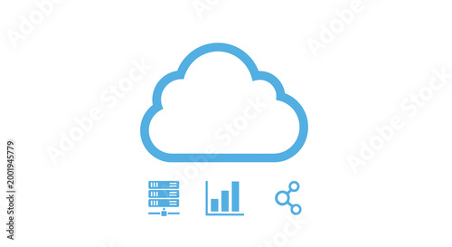 cloud computing icon with server data chart and network symbols