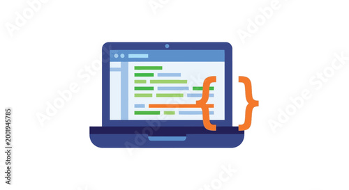 laptop with code editor on screen high quality