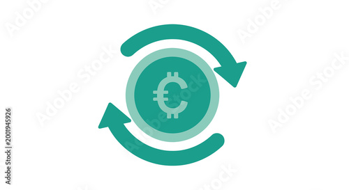 currency exchange icon with euro symbol and arrows