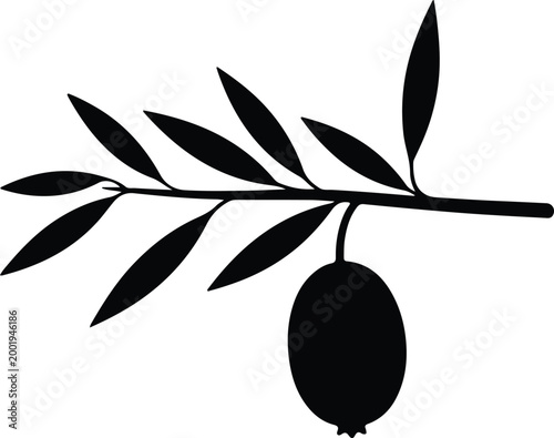 Silhouette vector olive branch icon for food and nature design