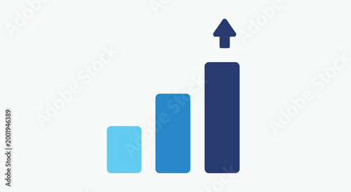 bar chart with upward arrow on white background