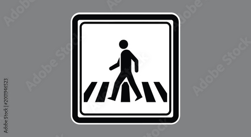 pedestrian crossing sign on gray background high quality