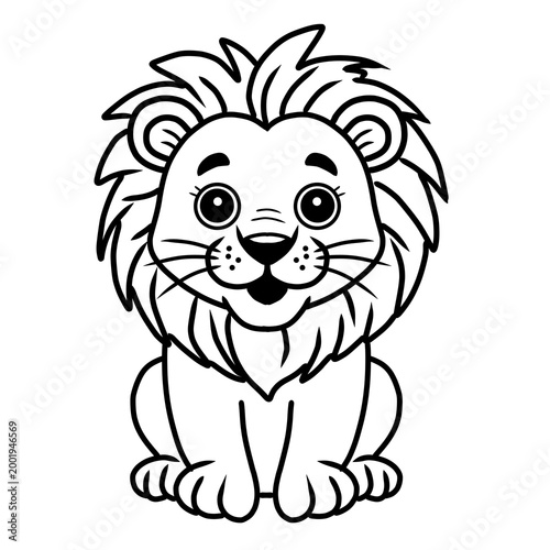 Cute Cartoon Lion Outline Illustration