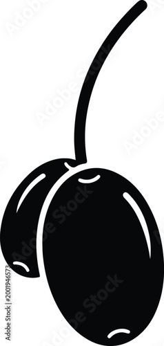 Silhouette vector olive fruit icon with clean minimalist graphic design