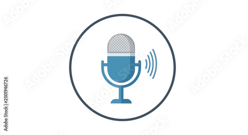 microphone icon with sound waves in circle