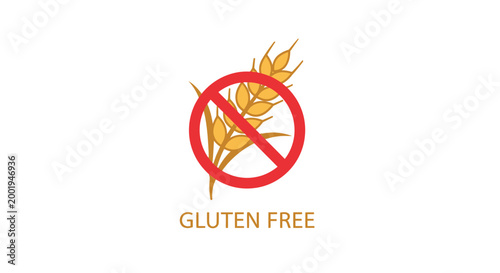 gluten free wheat icon with prohibition sign