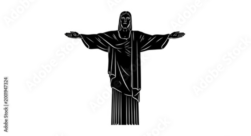 Fotografia Iconic Christ the Redeemer Statue with Outstretched Arms.