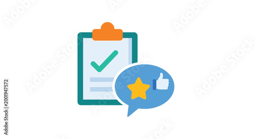 clipboard with checkmark and speech bubble icon
