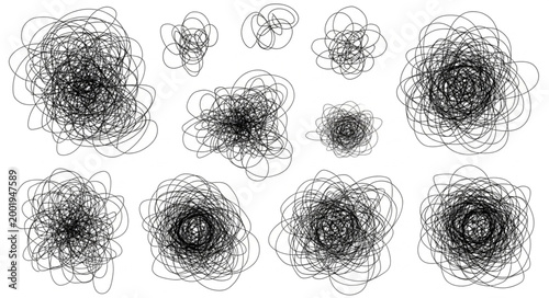 Collection of Black Ink Blot Patterns for Artistic Design.